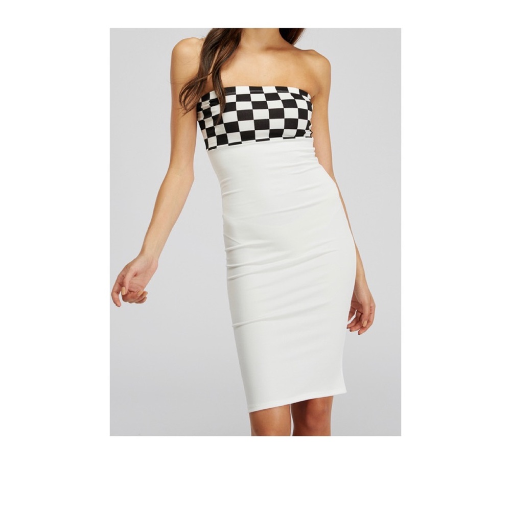 Check Panel Bodycon Tube Dress